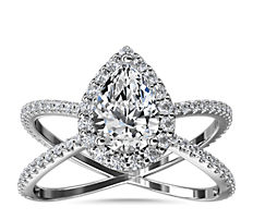 X Split Shank Hidden Halo Diamond Engagement Ring in Platinum (1/2 ct. tw.)
